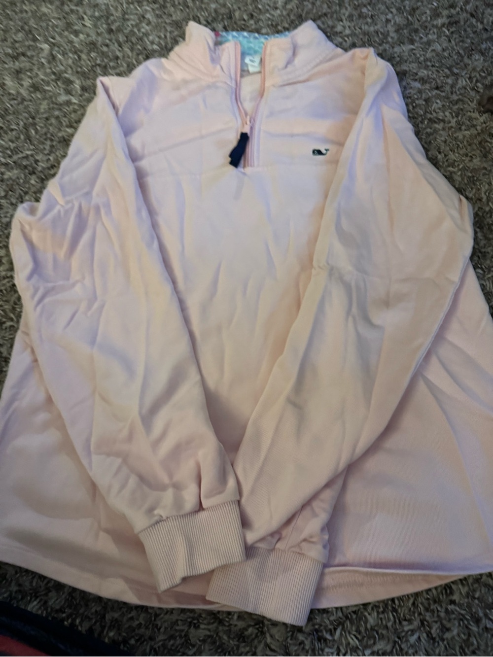 Vineyard Vines Light Pink Zip Pullover with Whale Lining
